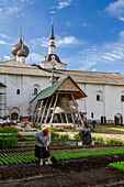 A view of the Russian Orthodox Solovetsky Monastery founded in 1436 by two monks on Bolshoy Island, UNESCO World Heritage Site, Onega Bay, Arkhangel Oblast, Russia, Arctic, Europe