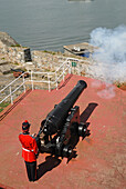 Kanone von Castle Cornet, Saint Peter Port, Insel Guernsey, Vogtei Guernsey, Britische Kronabhängigkeit, Ärmelkanal, Europa