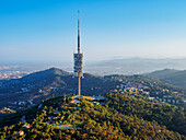 Torre de Collserola bei Sonnenuntergang, Berg Tibidabo, Barcelona, Katalonien, Spanien, Europa