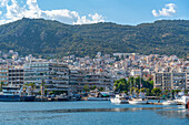 View of city from Port of Kavala, Dimos Kavalas, Eastern Macedonia and Thrace, Gulf of Thasos, Gulf of Kavala, Thracian Sea, Greece, Europe