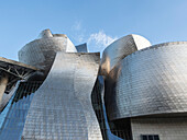 Titanfassade des Guggenheim-Museums, entworfen von Frank Gehry, Bilbao, Baskenland, Spanien, Europa