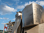 Tall Tree and the Eye, a sculpture by Anish Kapoor, outside the Guggenheim Museum, with Red Arches in the background, Bilbao, Basque Country, Spain, Europe