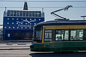 Trams travelling near the harbour, Helsinki, Finland, Europe