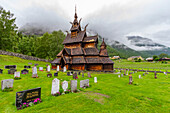 Borgund stave church, a triple-nave stave church of the Sogn-type, built around AD 1180, Borgund, Vestland, Norway, Scandinavia, Europe