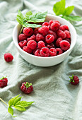 Frische reife Bio-Himbeeren