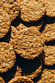 Close-up view of homemade whole grain sugar-free cookies