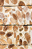 Close-up of the traditional white Christmas nougat Turron de Alicante