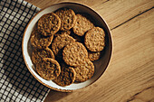 Top view of homemade whole grain sugar-free cookies