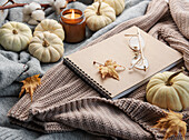 Autumnal composition. Cosy atmosphere at home