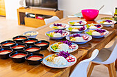 Variety of dishes ready at a healthy food workshop retreat