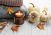 Autumnal composition. Cosy home atmosphere