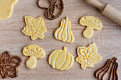 Preparation of festive biscuits for baking in the oven
