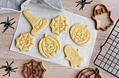 Preparing festive biscuits for baking in the oven