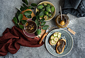 Floral Tea and Fresh Feijoa Jam Sandwiches with Feijoa Fruits