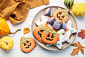 Multicolored Halloween homemade cookies