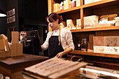 Chocolate shop employee at work