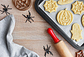 Preparing festive biscuits for baking in the oven