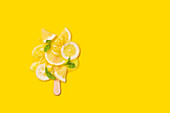 Citrus popsicle concept on a vibrant yellow background