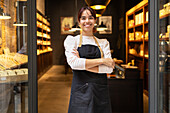 Friendly employee in a chocolate shop
