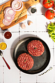 Hamburger patties ready to cook
