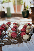 Elegant wedding dessert arrangement with ice cream