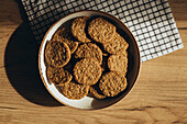 Top view of homemade whole grain sugar-free cookies