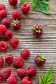 Frische reife Bio-Himbeeren