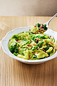 Savoy cabbage with bacon strips