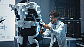 Engineer working on bionic exoskeleton