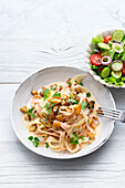 Vegetarian black salsify tagliatelle 'alla carbonara'