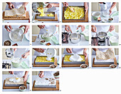 Prepare nut slices with apple filling