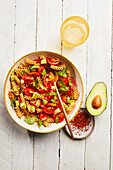 Tomato and avocado oat pasta