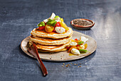 Chia and oat pancakes with caprese