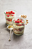 Fresh grain muesli with berries and yoghurt