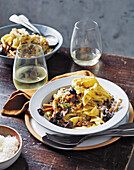 Pappardelle with mushroom ragout and egg yolk
