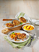 Pumpkin mince steaks with pumpkin and potato mash