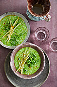 Green parsley risotto with broad beans and saffron butter