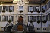 Switzerland, canton of Jura, Porrentruy, Grand Rue, Hotel-Dieu dated 1761, became a museum, library