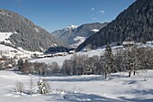 France, Savoy, Beaufortain Massif, Areches, the hamlet of Les Bois séen from the bottom of the linking track and the Outray mountain