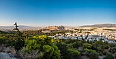 Greece, Athens, Acropolis of Athens, a UNESCO World Heritage Site, seen from the Hill of the Muses or Philopappos Hill