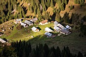 France, Haute Savoie, valley of Abondance, La Chapelle d'Abondance, hunting reserve of the Mont de Grange, chalets of Pertuis