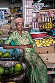 Ivory Coast, Abidjan, Treichville market,fruit saleswoman