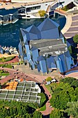 France, Vienne, Poitiers, Futuroscope theme park by architect Denis Laming (aerial view)