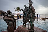 France, Var, Fréjus, rubbish deposited by the sea around the Esplanade of African and Madagascan sharpshooters on the seafront of Frejus beach following the bad weather of the Mediterranean episode of November 23, 2019