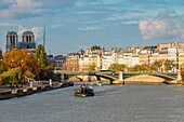 France, Paris, area listed as World Heritage by UNESCO, the banks of Seine river in autumn , Saint Louis Island