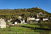 France, Jura, Reculee de Baume, Baume les Messieurs, labelled Les Plus Beaux Villages de France (The Most Beautiful Villages of France), village, abbey