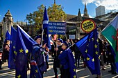 Vereinigtes Königreich, London, City of Westminster, Protest gegen den Brexit im britischen Parlament, Europafahne