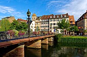 France, Bas Rhin, Strasbourg, old town listed as World Heritage by UNESCO, quai des Bateliers made pedestrian zone along the Ill river banks