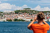 Kroatien, Norddalmatien, Gespanschaft Sibenik Knin, dalmatinische Küste, Sibenik, Kathedrale des Heiligen Jakobus, von der UNESCO zum Weltkulturerbe erklärt, Festung des Heiligen Michael, Festung Barone