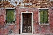 Italy, Veneto, Venice, island of Burano, very colorful fishermen's houses